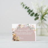 ウッドランド動物の野草女の子の赤ちゃんシャワー エンクロージャーカード (スタンド正面)