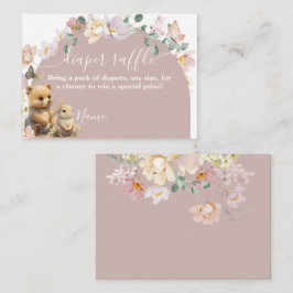 ウッドランド動物の野草女の子の赤ちゃんシャワー エンクロージャーカード