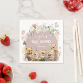 ウッドランド動物の野草女の子の赤ちゃんシャワー スタンダードカクテルナプキン (インサイチュ)