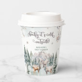 ウッドランド動物の鹿の冬のベビーシャワー紙カップ 紙コップ (裏面)