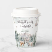 ウッドランド動物の鹿の冬のベビーシャワー紙カップ 紙コップ (正面)