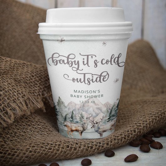 ウッドランド動物の鹿の冬のベビーシャワー紙カップ 紙コップ