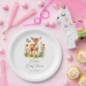 ウッドランド動物の鹿の赤ちゃんシャワー ペーパープレート (パーティー)
