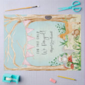 ウッドランド動物の鹿フクロウハリネズミのベビーガール 薄葉紙 (クラフト)