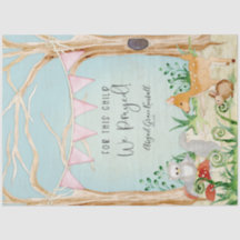 ウッドランド動物の鹿フクロウハリネズミのベビーガール