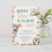 ウッドランド動物の鹿フクロウ赤ちゃんシャワー 招待状 (スタンド正面)
