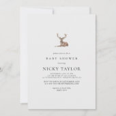 ウッドランド動物の鹿ミニマリスト赤ちゃんシャワー 招待状 (正面)