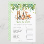 ウッドランド動物は価格を推測する赤ちゃんシャワーゲーム (正面/裏面)