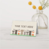 ウッドランド動物をテーマにした赤ちゃんシャワーのテントカード プレイスカード (正面)