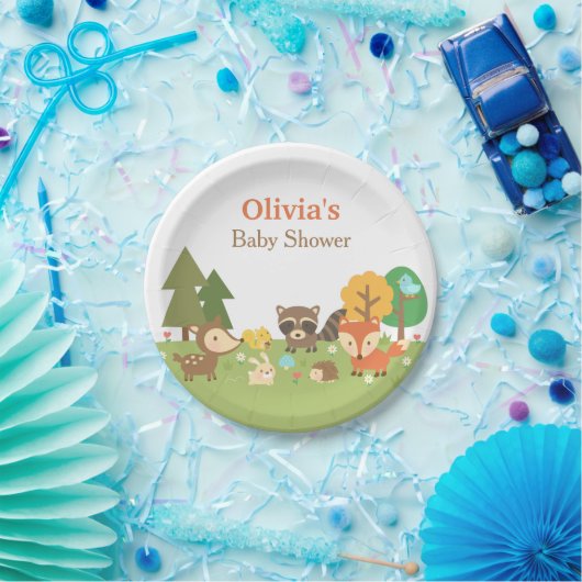 ウッドランド動物をテーマにした赤ちゃんシャワーパーティー用品 ペーパープレート (パーティー)