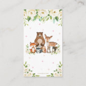 ウッドランド動物アイボリー白フローラ書籍ベビー エンクロージャーカード (裏面)
