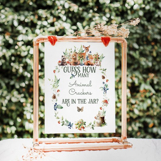 ウッドランド動物アドベンチャーベビーシャワー動物ゲーム ポスター