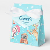 ウッドランド動物エレガント冬の赤ちゃんシャワーパーティー フェイバーボックス (正面サイド)