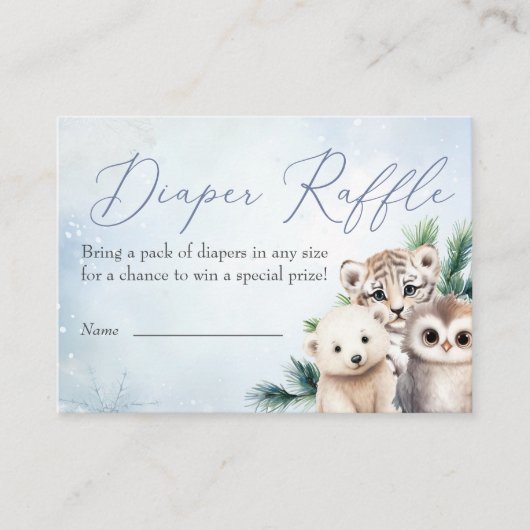 ウッドランド動物オベビー冬おむつラッフル エンクロージャーカード (正面)
