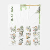 ウッドランド動物カスタムのナンバーマイルストーンエイジ フリースブランケット (正面)