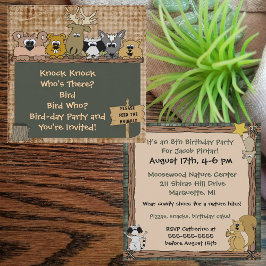 ウッドランド動物カスタム誕生日招待状 招待状