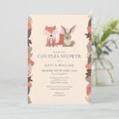 ウッドランド動物カップル赤ちゃんシャワー/散水 招待状 (スタンド正面)