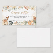 ウッドランド動物カボチャ赤ちゃんシャワーおむつラッフル エンクロージャーカード (正面/裏面)