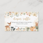 ウッドランド動物カボチャ赤ちゃんシャワーおむつラッフル エンクロージャーカード (正面)