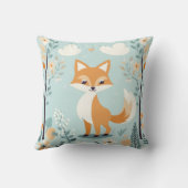 ウッドランド動物キツネをテーマにしたブルー男の赤ちゃん子供部屋 クッション (裏面)