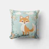 ウッドランド動物キツネをテーマにしたブルー男の赤ちゃん子供部屋 クッション (正面)
