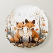 ウッドランド動物キツネ子供部屋キッズルームデコール ラウンドクッション (正面)