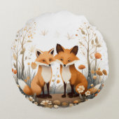 ウッドランド動物キツネ子供部屋キッズルームデコール ラウンドクッション (裏面)