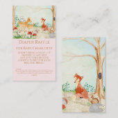 ウッドランド動物キツネ鹿おむつラッフルガールベビー 名刺 (正面/裏面)