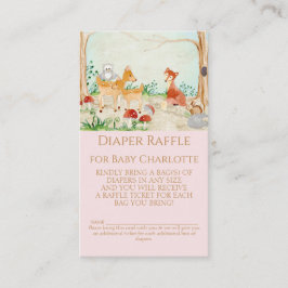 ウッドランド動物キツネ鹿おむつラッフルガールベビー 名刺