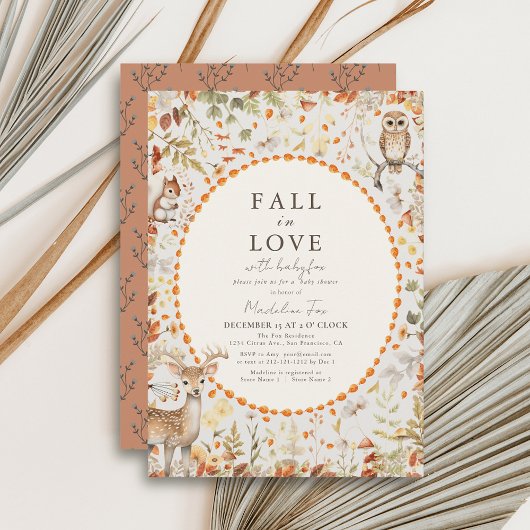 ウッドランド動物キノコの森の赤ちゃんシャワー 招待状