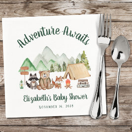 ウッドランド動物キャンピングアドベンチャーベビーシャワー スタンダードカクテルナプキン