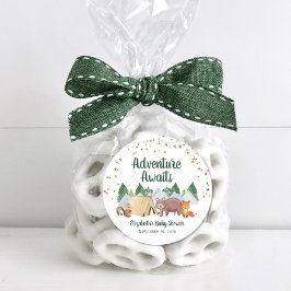ウッドランド動物キャンピングベビーシャワー ラウンドシール