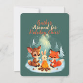 ウッドランド動物キャンプファイアクリスマスシーン シーズンカード (正面)