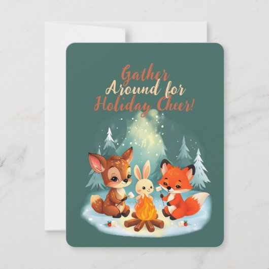 ウッドランド動物キャンプファイアクリスマスシーン シーズンカード (正面)