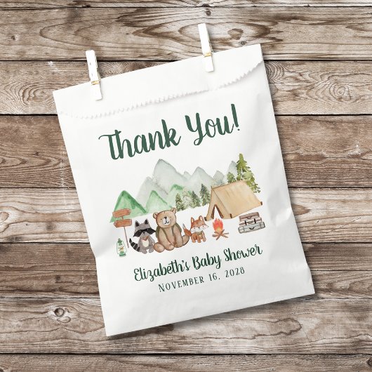 ウッドランド動物キャンプ赤ちゃんシャワーありがとう フェイバーバッグ
