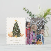 ウッドランド動物クリスマスツリー白いフォトカード シーズンカード (スタンド正面)