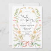 ウッドランド動物クリスマスフローラ赤ちゃんシャワー 招待状 (正面)