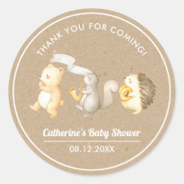 ウッドランド動物サンキューベイビーシャワー ラウンドシール