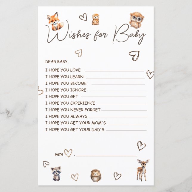 ウッドランド動物テーマがベビーを願う (正面)