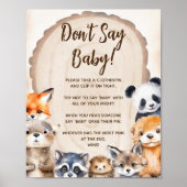 ウッドランド動物テーマはベビーゲームのポスターと言わない ポスター (正面)