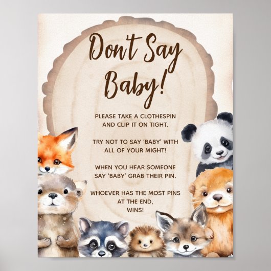 ウッドランド動物テーマはベビーゲームのポスターと言わない ポスター (正面)