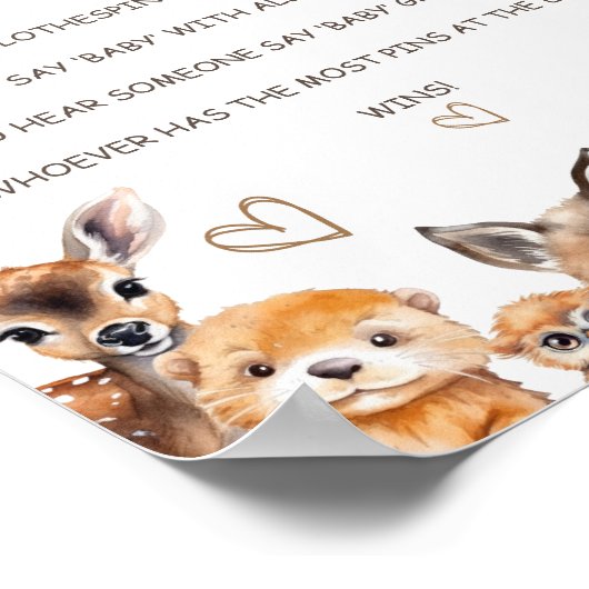 ウッドランド動物テーマはベビーゲームを言わない ポスター (角)