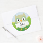 ウッドランド動物テーマパーティーフクロウ名タグシール ラウンドシール (封筒)