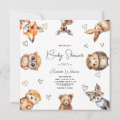 ウッドランド動物テーマベビーシャワー招待状 招待状 (正面)