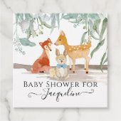ウッドランド動物ディアウサギキツネ男の赤ちゃんシャワー フェイバータグ (正面)