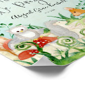 ウッドランド動物ディアヘッジホッグフクロウベビーガール ポスター (角)