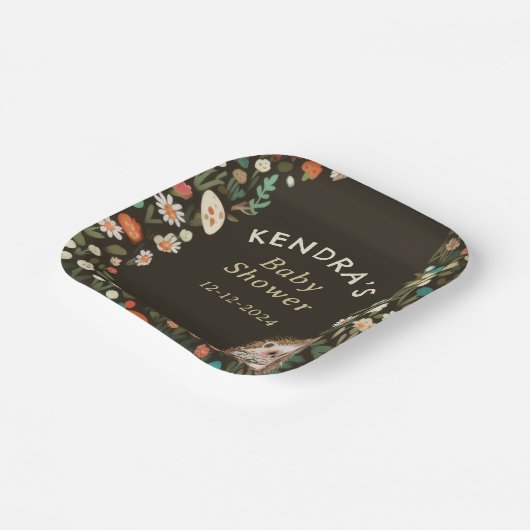 ウッドランド動物デイジー花赤ちゃんシャワー ペーパープレート (傾斜あり)