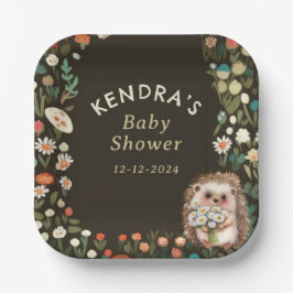 ウッドランド動物デイジー花赤ちゃんシャワー ペーパープレート