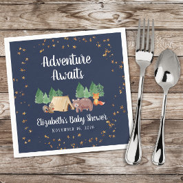 ウッドランド動物ナイトキャンピングベビーシャワー スタンダードカクテルナプキン