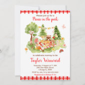 ウッドランド動物ピクニックベビーシャワー 招待状 (正面)